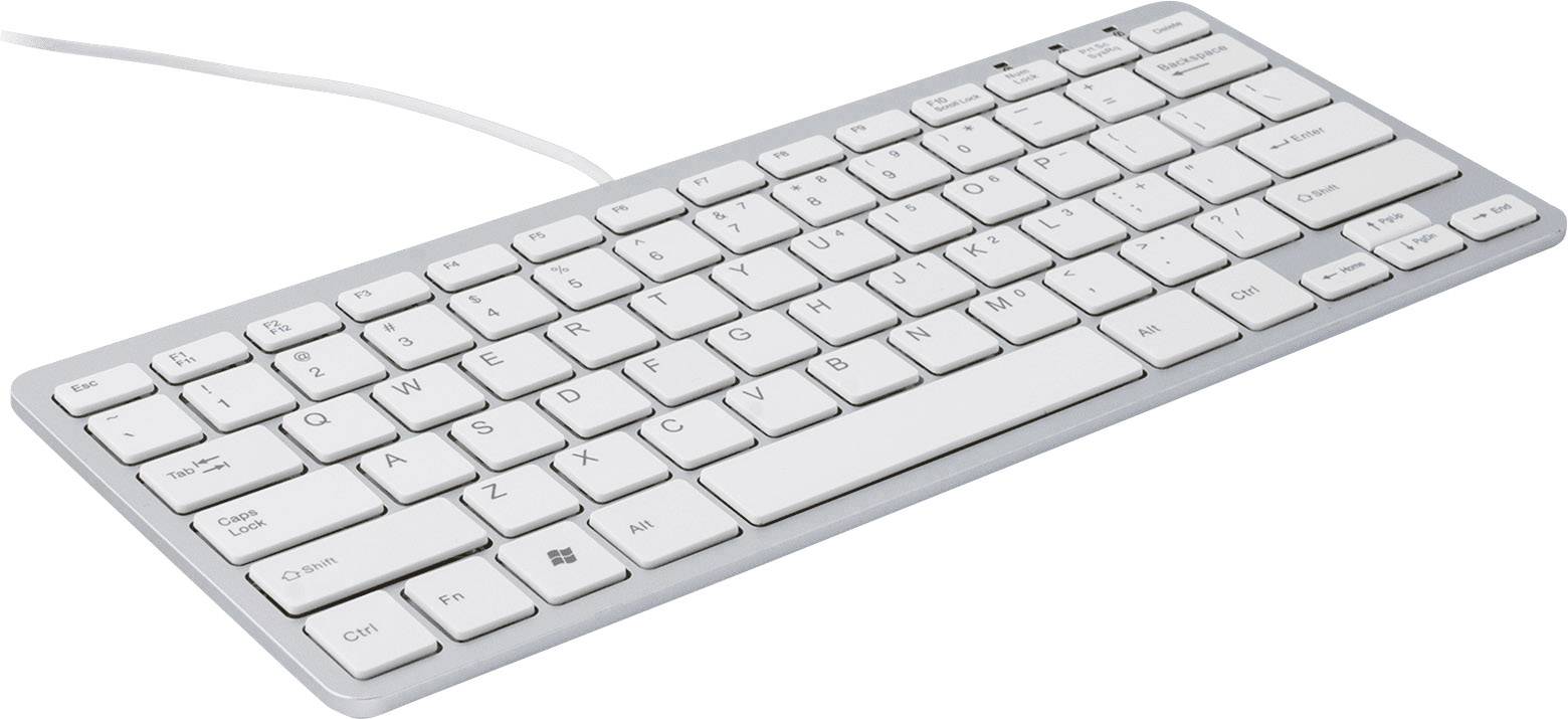 R-GO Tools Compact USB Clavier anglais, QWERTY blanc ergonomique-0