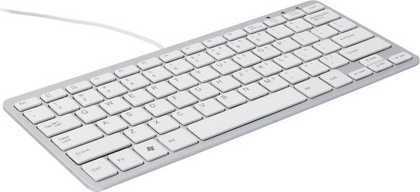 R-GO Tools Compact USB Clavier anglais, QWERTY blanc ergonomique