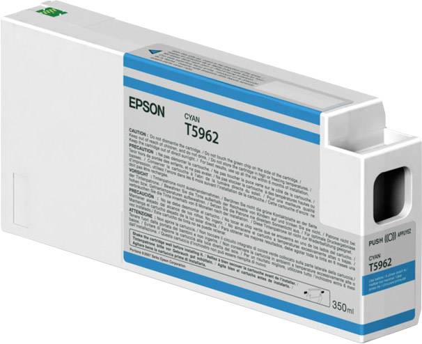 Une cartouche d'imprimante Epson T5962 cyan de 350 ml.
