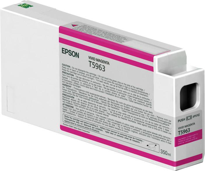 Cartouche d'encre magenta Epson, numéro de modèle T5963, d'une capacité de 350 ml. Principalement adaptée aux imprimantes de grand format.