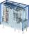 Un relais électromécanique bleu portant l'inscription 'Finder Type 40.61', 16A 250V~, montrant ses composants internes et ses broches de connexion.