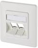 Metz Connect 130B20D21002KE Prise réseau encastré insert avec plaque centrale et châssis non équipé 2 ports blanc pur (RAL 9010)