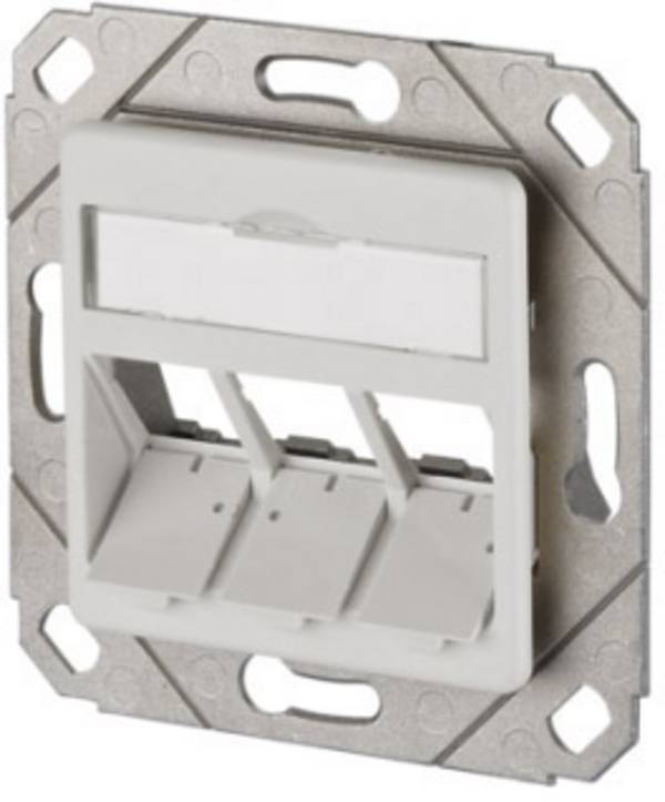 Metz Connect Prise réseau encastré insert avec plaque centrale  3 ports blanc pur (RAL 9010)