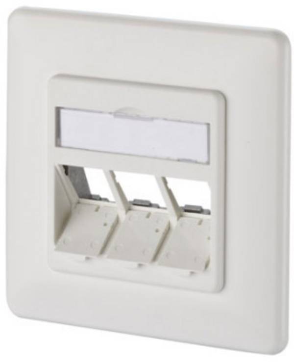 Metz Connect 130B20D31002KE Prise réseau encastré insert avec plaque centrale et châssis non équipé 3 ports blanc pur (RAL 9010)