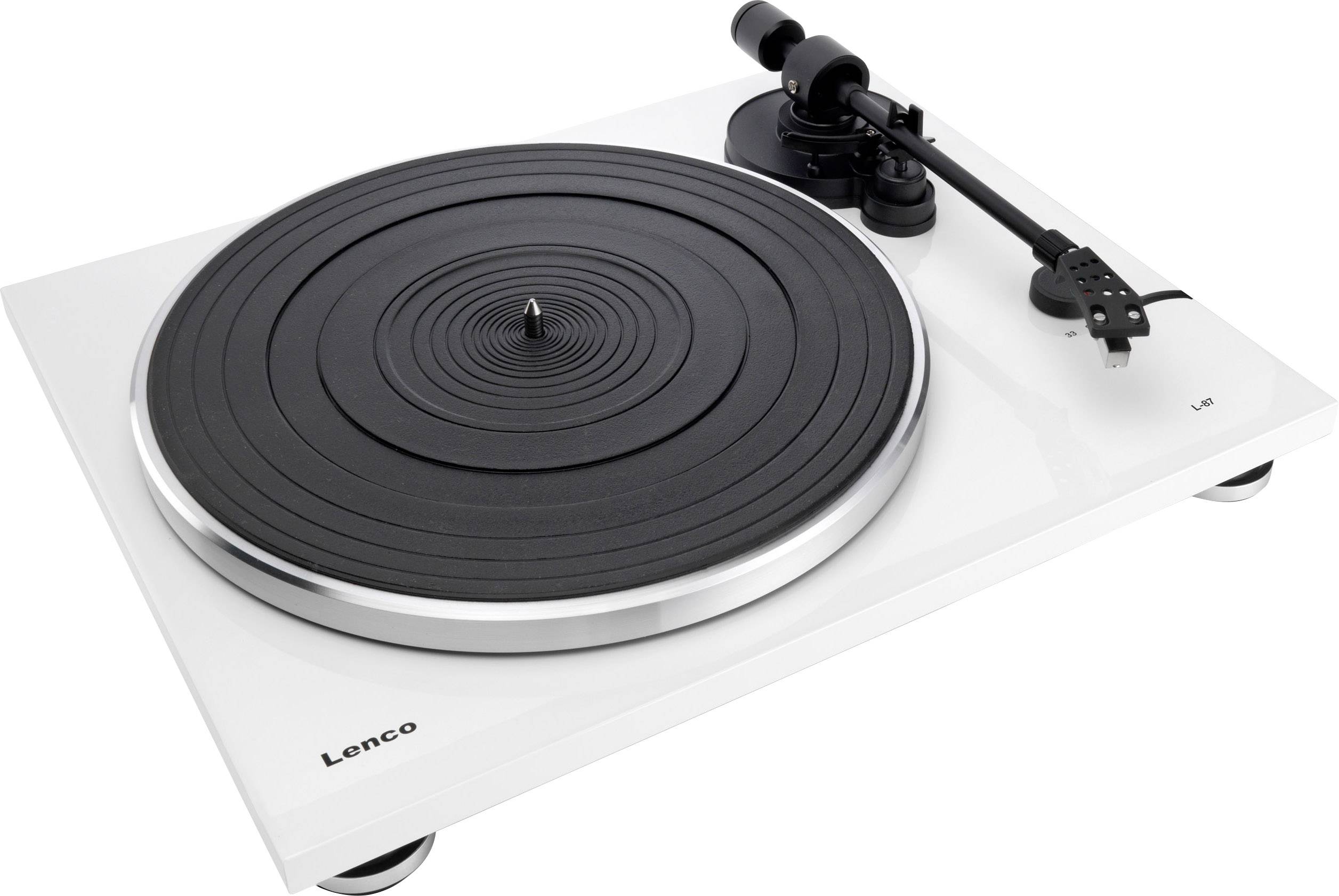 Tourne-Disque Lenco L-85 Blanc - Entraînement Par Courroie - USB Enregistrement MP3 - Préampli Intégré - 33/45 TR/Min