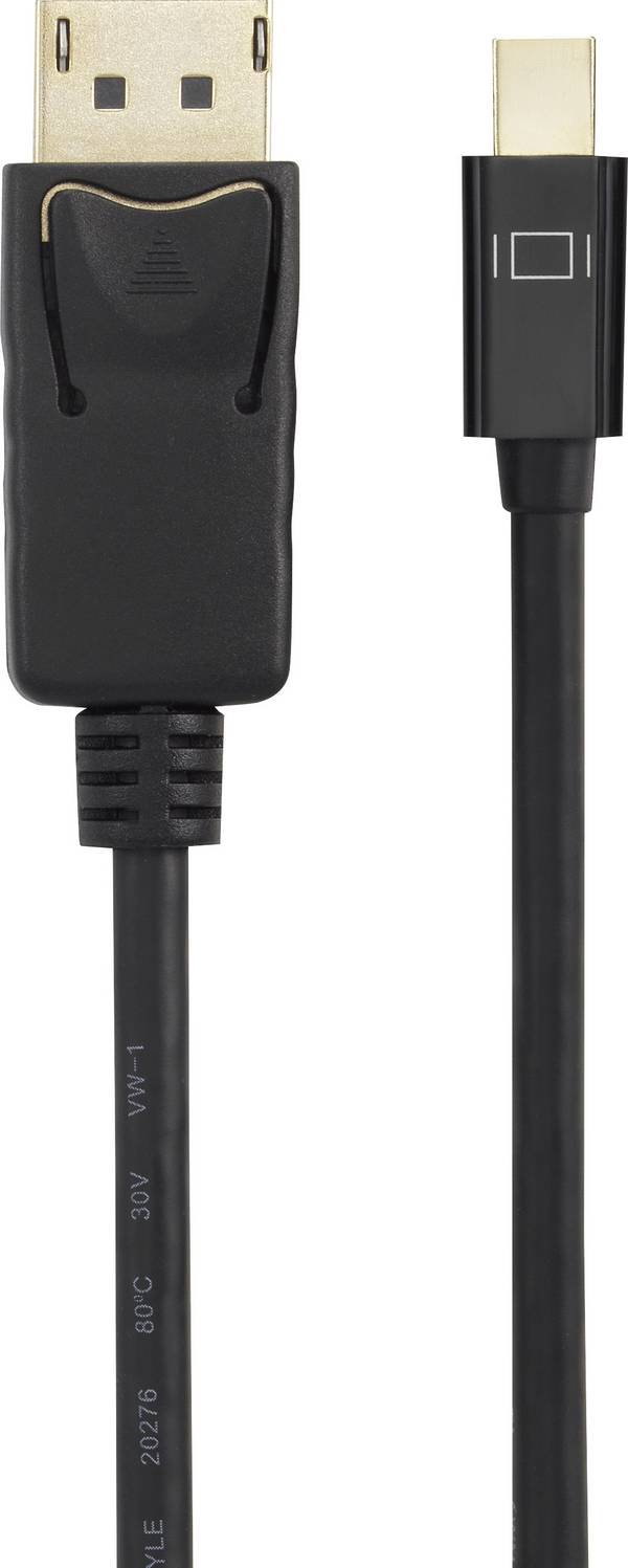 Renkforce Mini-Display / DisplayPort Câble adaptateur Fiche mâle Mini DisplayPort, Fiche mâle DisplayPort 1.00 m noir RF-4538172 contacts dorés Câble DisplayPort