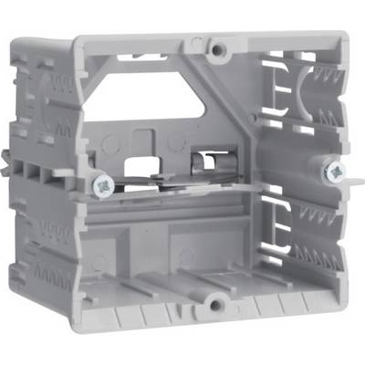 Boîtier en plastique gris aux côtés ouverts et offrant plusieurs emplacements pour composants électroniques.