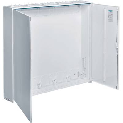 Armoire électrique avec porte ouverte, montrant son intérieur vide prêt pour l'installation de composants électriques.