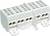 Borne électrique blanche avec plusieurs bornes de connexion. Idéale pour connecter en toute sécurité des lignes électriques.