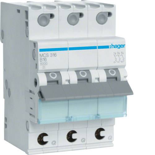 Hager MCS316 MCS316 Disjoncteur triphasé 16 A 230 V, 400 V