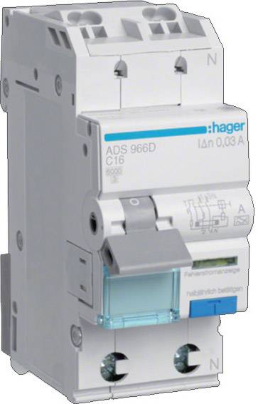 Hager ADS966D Interrupteur différentiel à courant résiduel 1 pôle 16 A 0.03 A 240 V