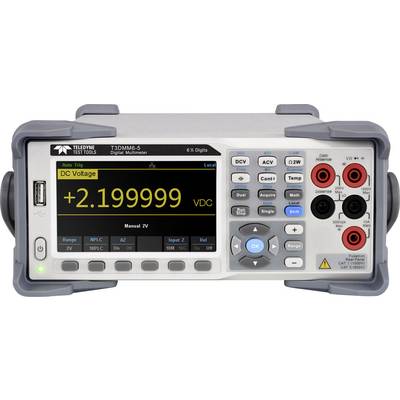 Un multimètre numérique affiche une tension de +2,199999 VDC sur son écran. Il possède de nombreux boutons pour différentes fonctions de mesure.