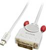 Câble adaptateur LINDY Mini-Display / DVI Fiche mâle Mini DisplayPort, Fiche mâle DVI-D 18+1 pôles 5.00 m blanc 41959 Câble DisplayPort