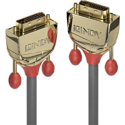 'Connecteurs LINDY dorés et câbles avec des accents rouges. Ports DVI double liaison pour des connexions vidéo haute résolution.'