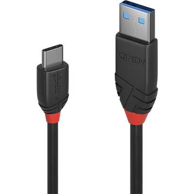 Câble USB Type-C vers USB Type-A au design noir et rouge pour le transfert de données et la charge.