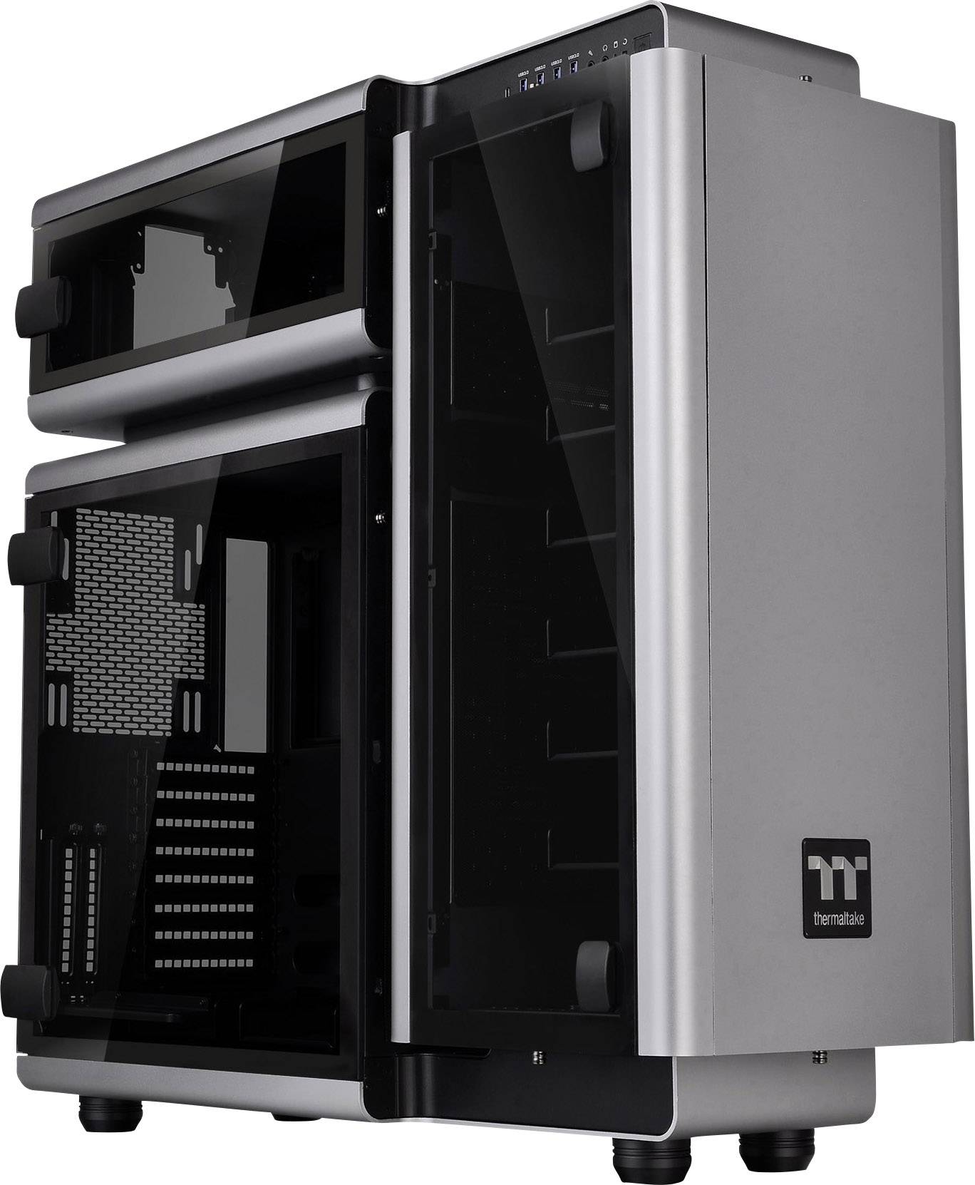 grande tour Thermaltake Level 20 Boîtier PC noir, argent 3 ventilateurs LED pré-installés, fenêtre latérale, installatio