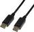 Un câble noir avec deux connecteurs DisplayPort, utilisé pour connecter des ordinateurs à des écrans.