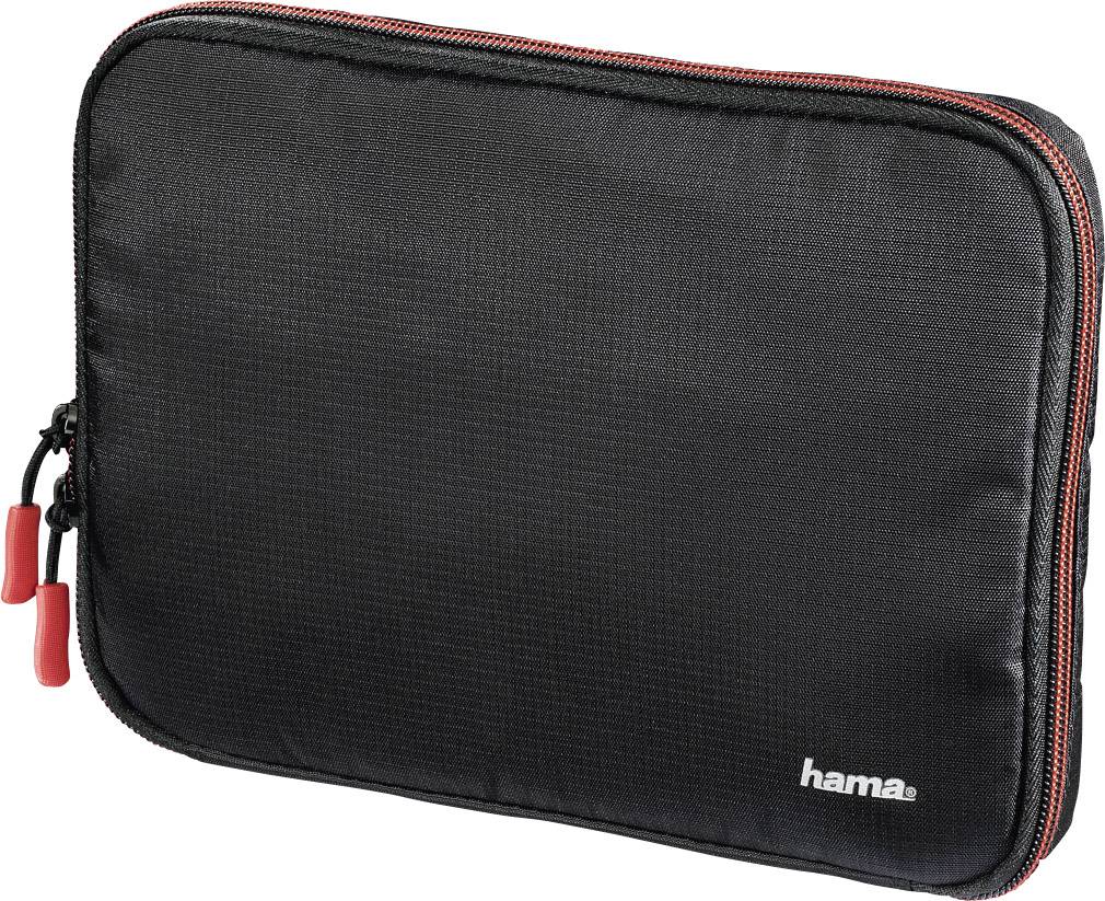 Housse de protection noire avec fermeture éclair rouge et logo 'hama' en bas à droite.