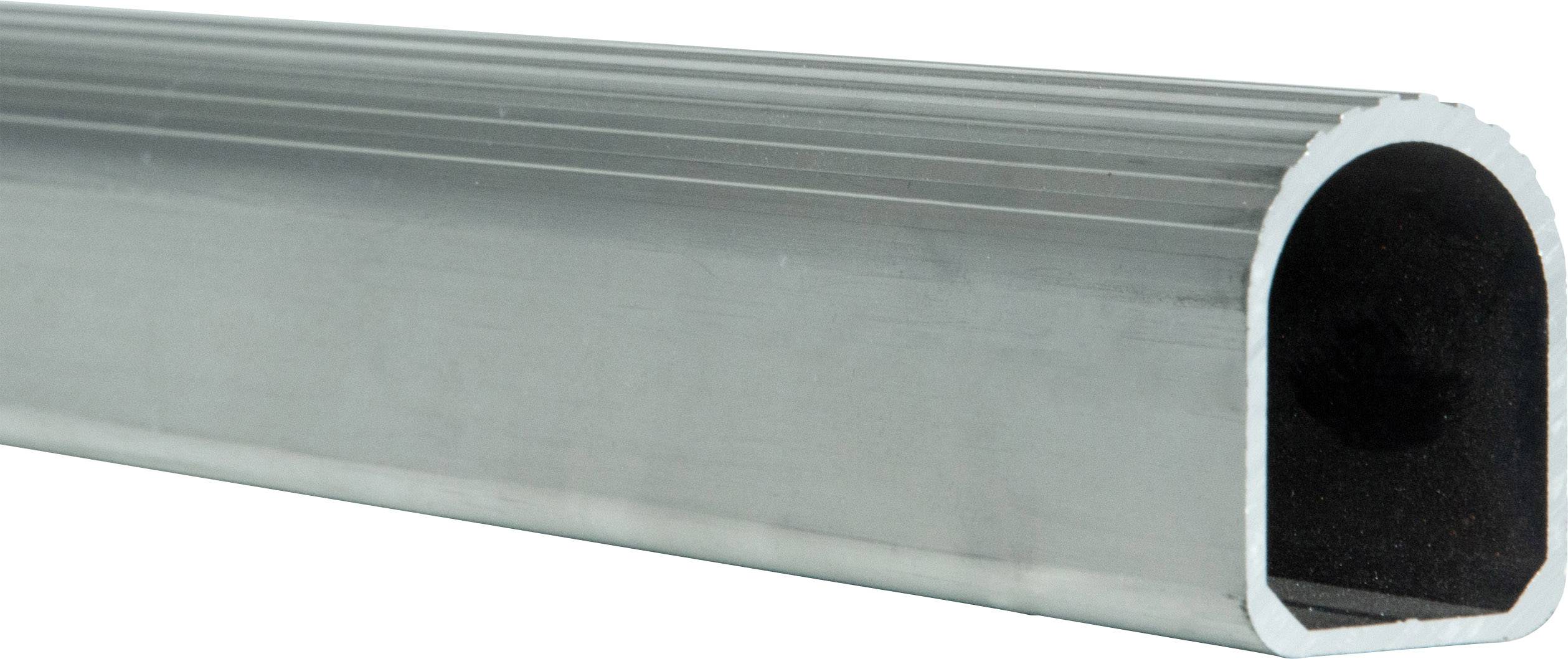 Tube profilé semi-circulaire métallique, souvent utilisé dans les applications de construction et de génie, présentant une surface lisse et brillante.