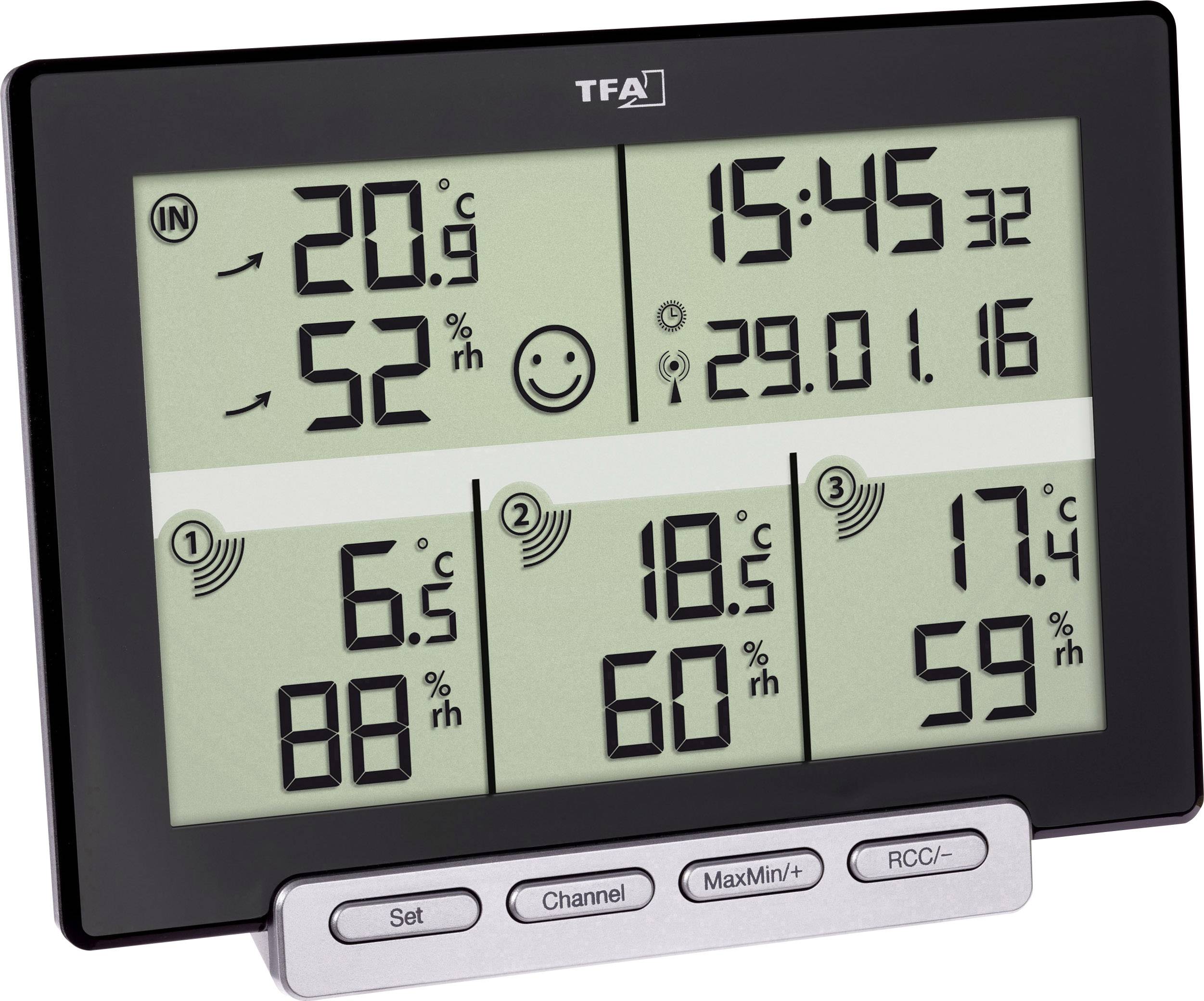 TFA Dostmann Multi-Sens Thermo-hygromètre radiopiloté noir 30.3057.01