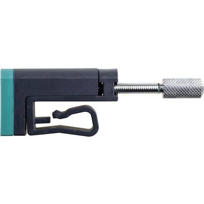 Un outil de serrage noir et vert avec une vis de fixation pour maintenir des objets. Convient parfaitement aux travaux nécessitant de la précision.