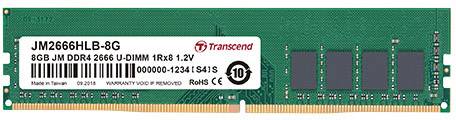 Transcend JetRAM Module mémoire pour PC DDR4 8 GB 1 x 8 GB non-ECC 2666 MHz DIMM 288 broches CL19 JM2666HLB-8G-0