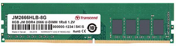 Transcend JetRAM Module mémoire pour PC   DDR4 8 GB 1 x 8 GB non-ECC 2666 MHz DIMM 288 broches CL19 JM2666HLB-8G