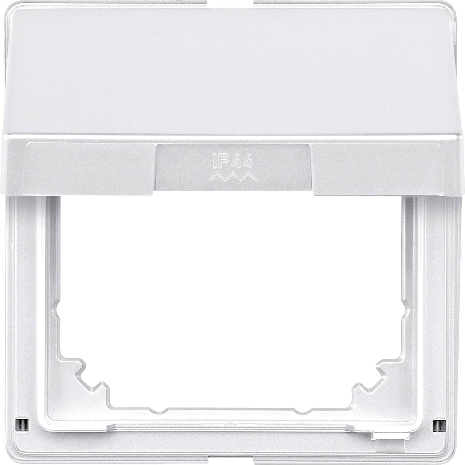 Couvercle de protection blanc avec indice de protection IP44, adapté aux installations extérieures résistantes aux intempéries.