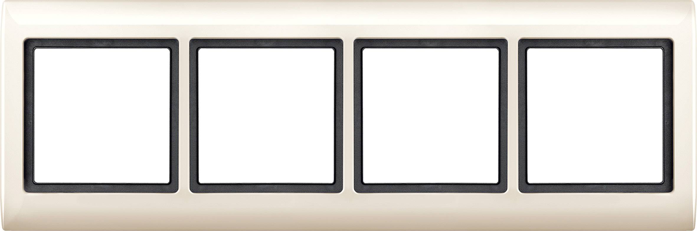 Cadre quadruple en beige pour interrupteurs ou prises, sans modules.