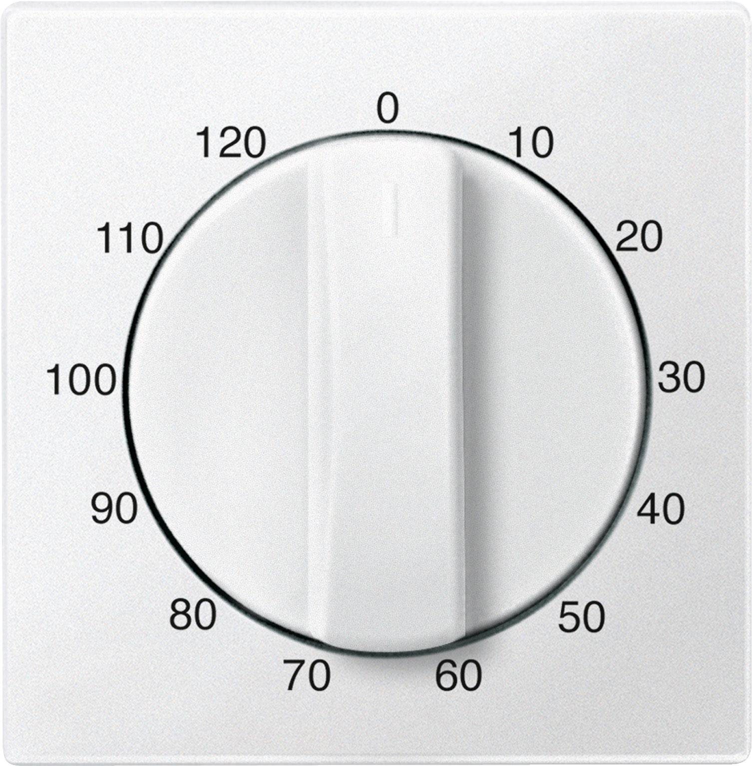 Un bouton rotatif blanc avec des graduations de 0 à 120 par incréments de 10, probablement pour le réglage de la température ou du temps.