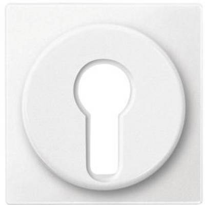 Une rosace de serrure de porte carrée blanche avec un trou de serrure au centre. Idéale pour recouvrir les serrures de porte.