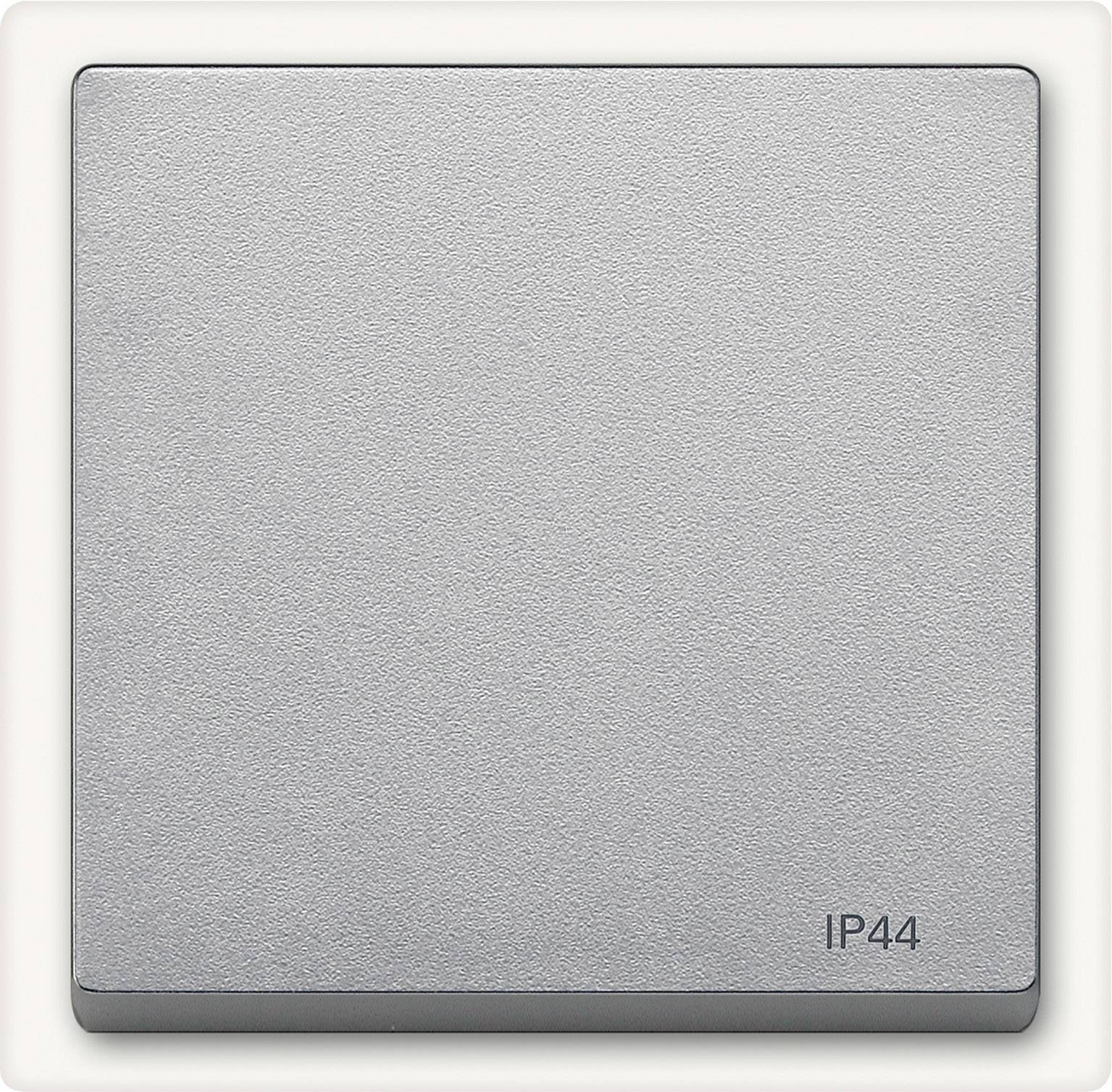 Un interrupteur gris avec la mention 'IP44', adapté aux environnements humides, présente un design épuré et moderne.