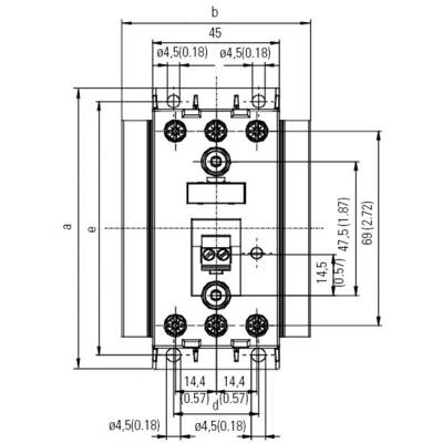 Dessin technique d'un composant rectangulaire avec dimensions et positions des trous en millimètres.