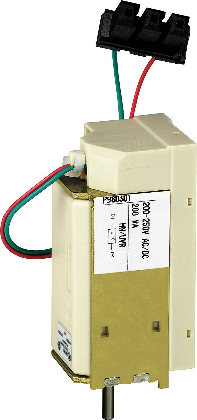 Un actionneur électrique avec un boîtier rectangulaire, deux câbles connectés et une fiche noire. Adapté pour 220-250V CA.