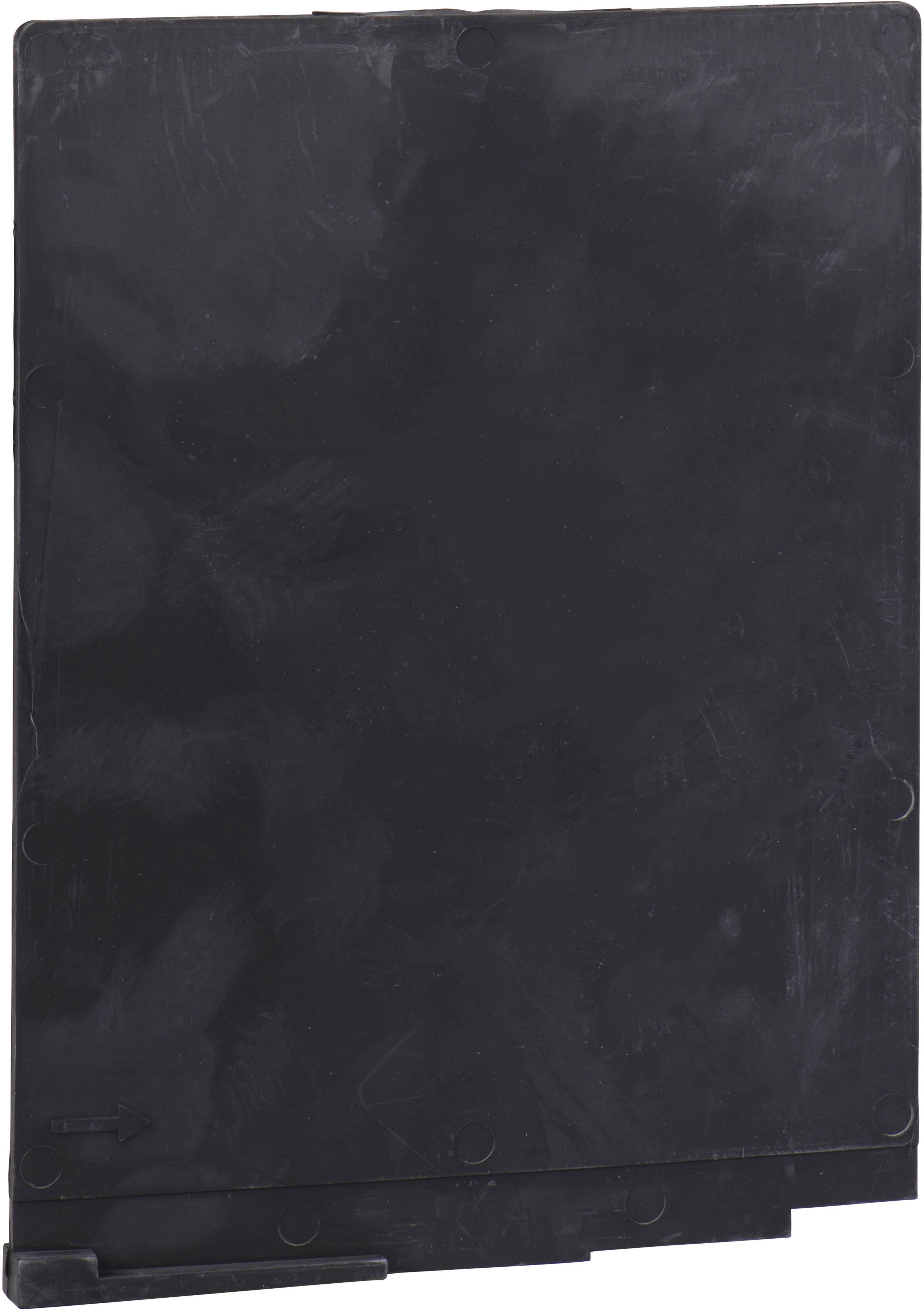 Un morceau de plastique noir rectangulaire à surface lisse.
