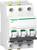 Un disjoncteur tripolaire de Schneider Electric, type iC60N, destiné à la protection et à la coupure des circuits électriques.