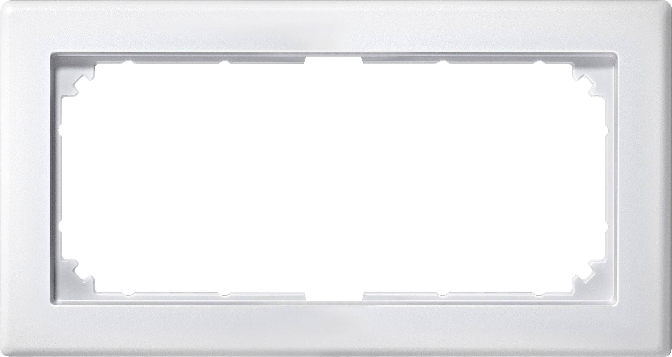 Cadre rectangulaire blanc pour prise triple. Design épuré pour une utilisation universelle dans les bâtiments résidentiels ou de bureaux.