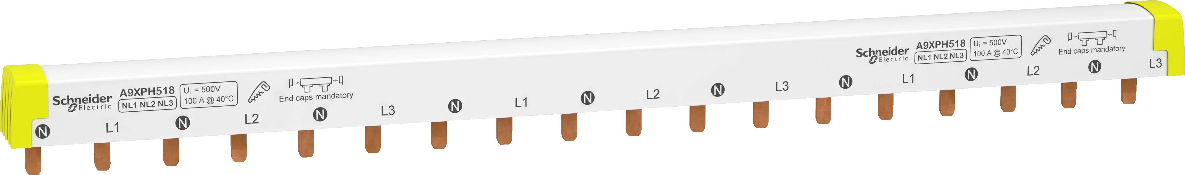 Schneider Electric A9XPH518 Acti9 iC60 - Peigne à dents A9XPH518 Schneider Electric Rail de phase blanc 1 pc(s)