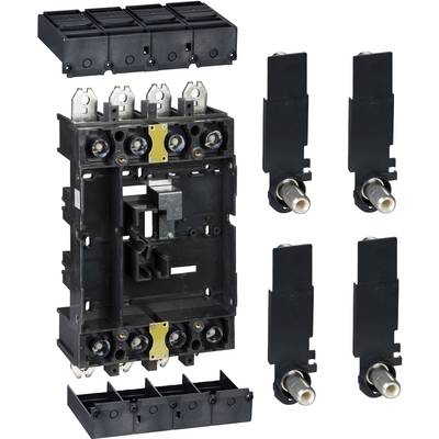 Un dispositif électrique de commutation avec plusieurs composants noirs et contacts, utilisé pour un boîtier de commutation modulaire.