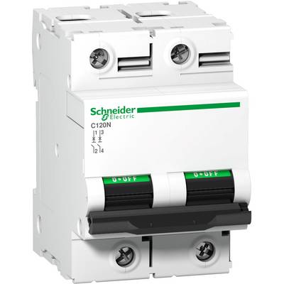 Un interrupteur de protection électrique blanc avec deux interrupteurs à bascule, portant l'inscription 'Schneider Electric'. Adapté pour les dispositifs de protection électrique.