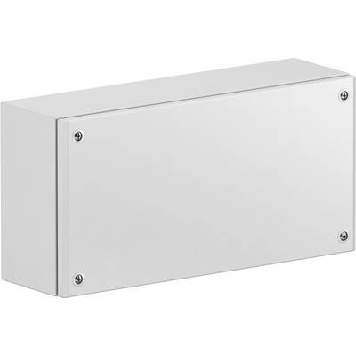 Boîtier rectangulaire en métal blanc avec quatre vis visibles aux coins, probablement utilisé comme couvercle ou boîte de protection.