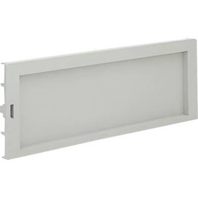 Grille de ventilation rectangulaire grise en plastique, avec des lamelles horizontales, adaptée aux échanges d'air dans les murs ou les portes.