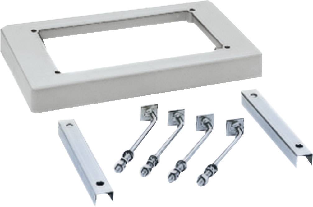 Un cadre métallique rectangulaire et quatre tiges métalliques avec des éléments de fixation. Composants pour une structure de montage ou de fixation.