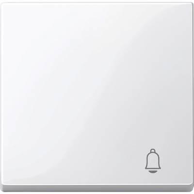 Un interrupteur blanc avec un symbole de cloche en bas à droite ; utilisé pour actionner une sonnette.