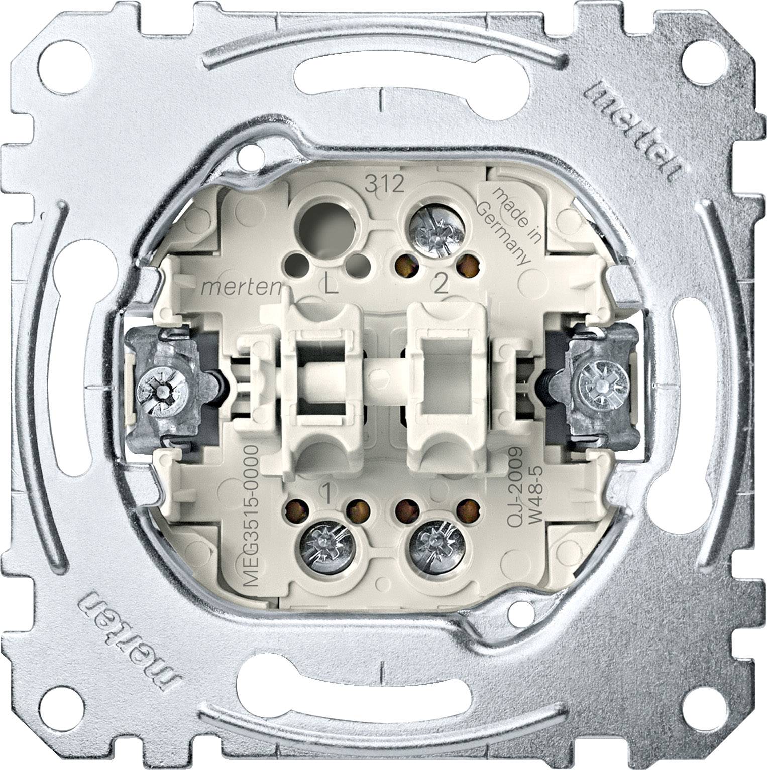 Cadre de montage métallique pour interrupteur, sans plaque frontale. Vis apparentes pour la fixation, adapté aux installations électriques.