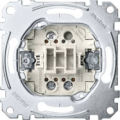 Gros plan d'un interrupteur à bascule dans un support métallique. Vis et connexions visibles. Inscription « made in Germany ».