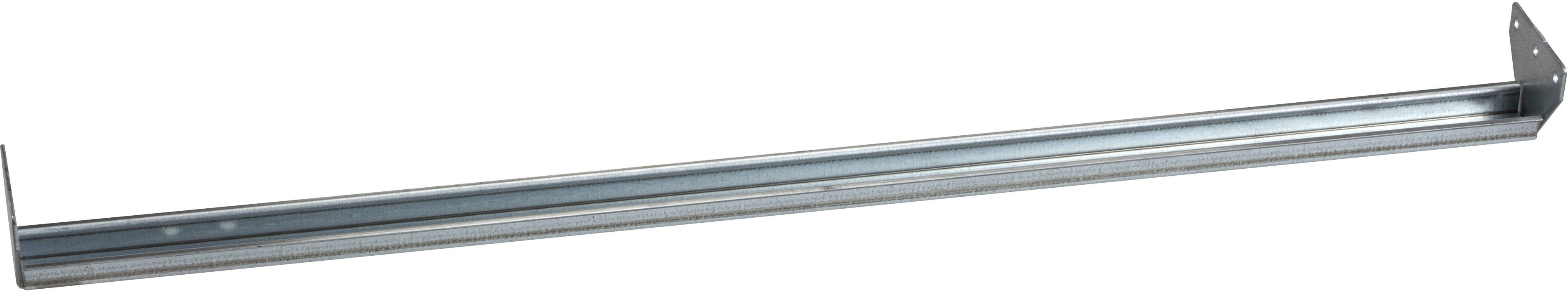 Équerre métallique avec des trous de fixation aux extrémités, utilisée pour le support et la stabilisation dans les constructions.