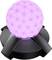 Une boule lumineuse de couleur lilas posée sur un support noir au design trépied, créant un effet d'éclairage décoratif.