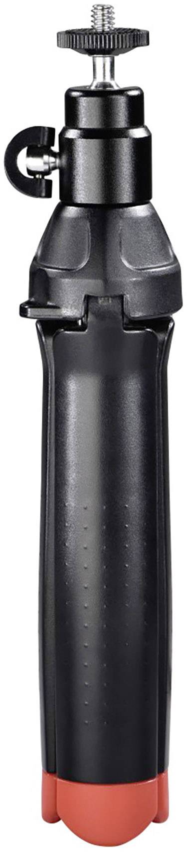 Une poignée de caméra noire avec un dessous rouge et une fixation par vis sur le dessus, adaptée à la stabilisation des caméras ou des smartphones.