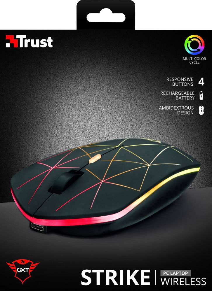 Trust GXT117 Strike Souris de gaming radio optique noir 6 Boutons 1400 dpi éclairé, rechargeable-2